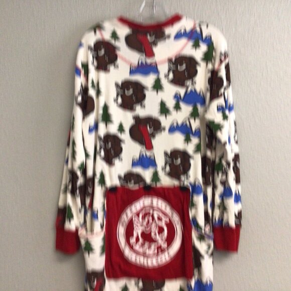 Lazy One Adult Flapjack Long John Trap Door Bear Bum Red Pajamas Large - Picture 6 of 12